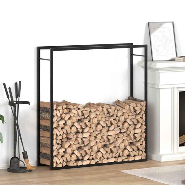 ARDEBO.de - Brennholzregal Mattschwarz 110x28x116 cm Stahl