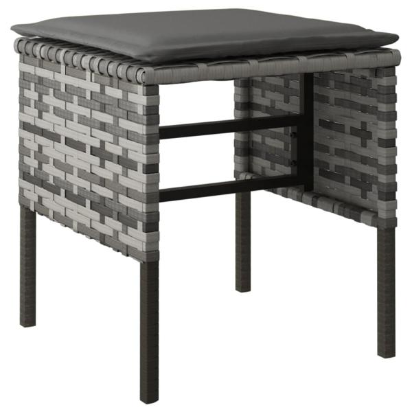 Gartenhocker mit Kissen 4 Stk. Grau Poly Rattan