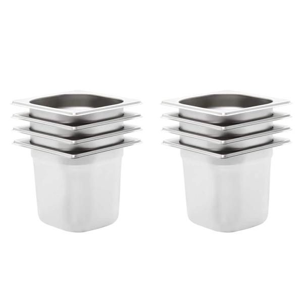 ARDEBO.de - Gastronormbehälter 8 Stk. GN 1/6 150 mm Edelstahl