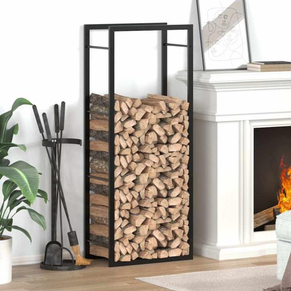 ARDEBO.de - Brennholzregal Mattschwarz 50x28x132 cm Stahl