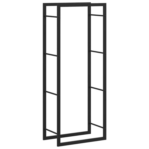 Brennholzregal Mattschwarz 50x28x132 cm Stahl
