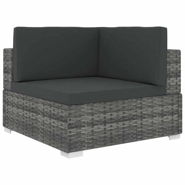 ARDEBO.de - Sofa-Eckteil mit Kissen Poly Rattan Grau