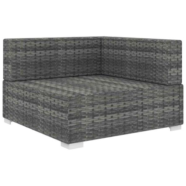 Sofa-Eckteil mit Kissen Poly Rattan Grau