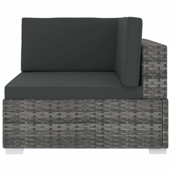 Sofa-Eckteil mit Kissen Poly Rattan Grau