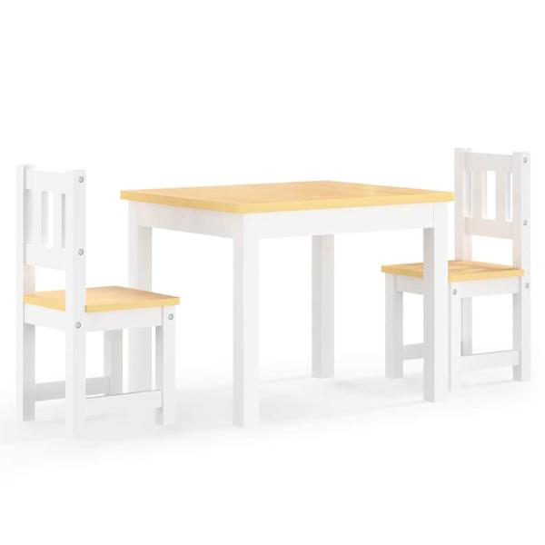 3-tlg. Kinder-Sitzgruppe Weiß und Beige MDF