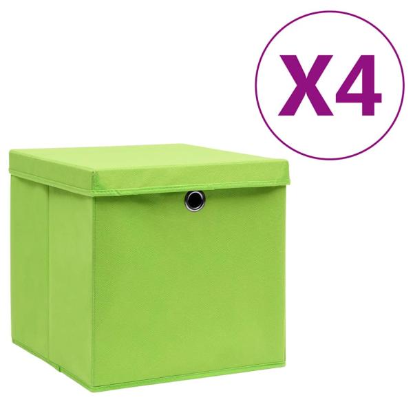 ARDEBO.de - Aufbewahrungsboxen mit Deckeln 4 Stk. 28x28x28 cm Grün