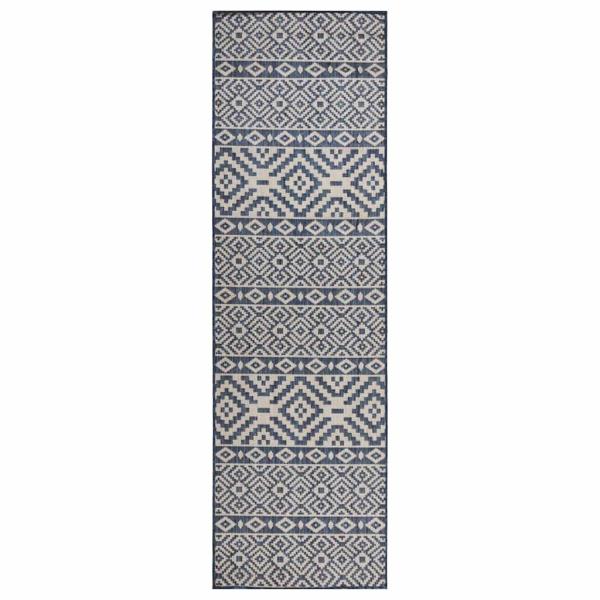 ARDEBO.de - Outdoor-Teppich Flachgewebe 80x250 cm Blau Gestreift