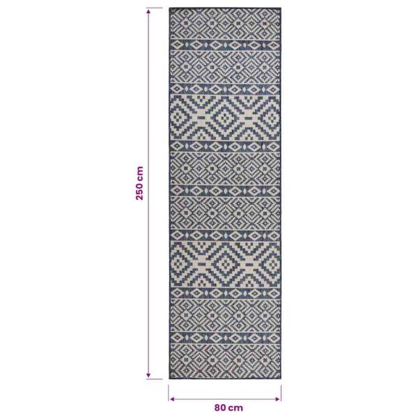 Outdoor-Teppich Flachgewebe 80x250 cm Blau Gestreift
