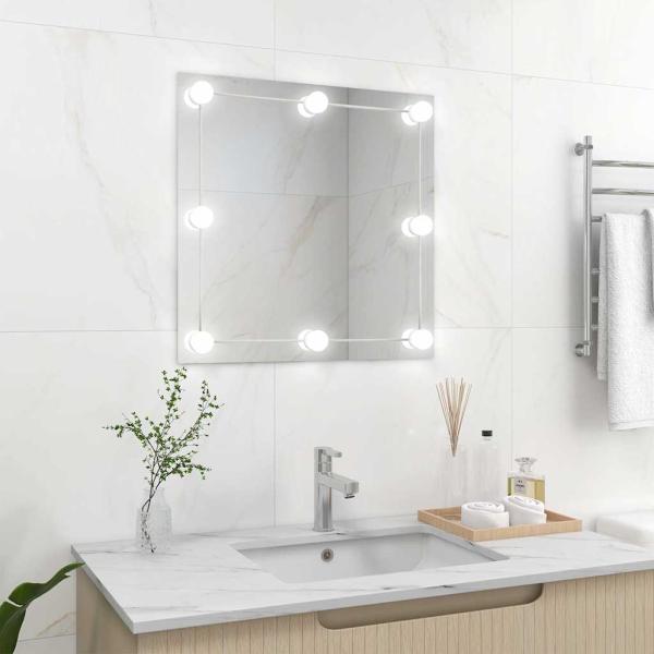 ARDEBO.de - Wandspiegel mit LED-Beleuchtung Quadratisch Glas