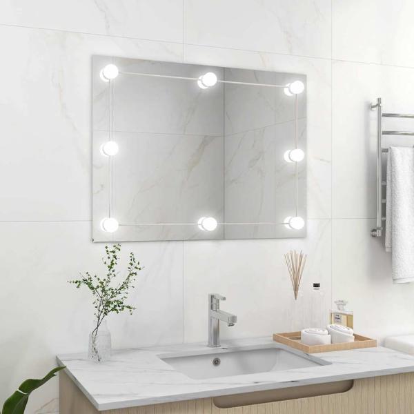 ARDEBO.de - Wandspiegel ohne Rahmen mit LED-Beleuchtung Rechteckig Glas