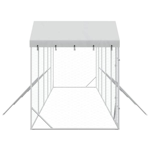 Outdoor-Hundezwinger mit Dach Silbern 10x2x2,5 m Stahl Verzinkt