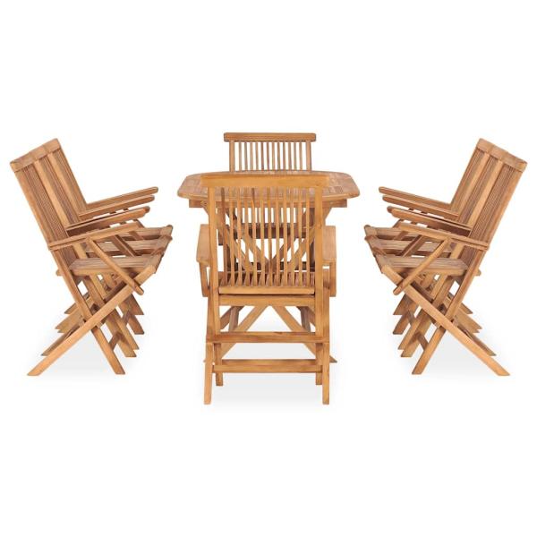 9-tlg. Garten-Essgruppe Klappbar Massivholz Teak