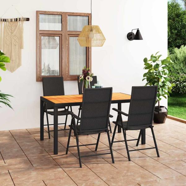 ARDEBO.de - 5-tlg. Garten-Essgruppe Schwarz und Braun