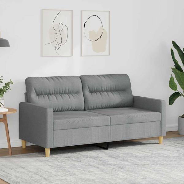 ARDEBO.de - 2-Sitzer-Sofa Hellgrau 140 cm Stoff
