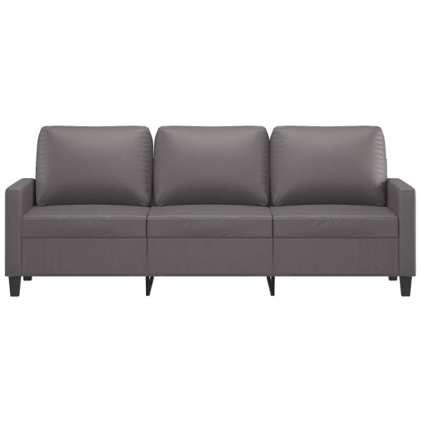 3-Sitzer-Sofa Grau 180 cm Kunstleder