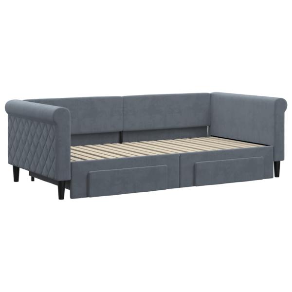 Tagesbett Ausziehbar mit Schubladen Dunkelgrau 90x190 cm Samt