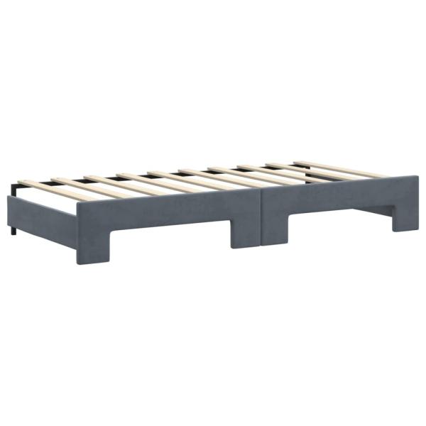 Tagesbett Ausziehbar mit Schubladen Dunkelgrau 90x190 cm Samt
