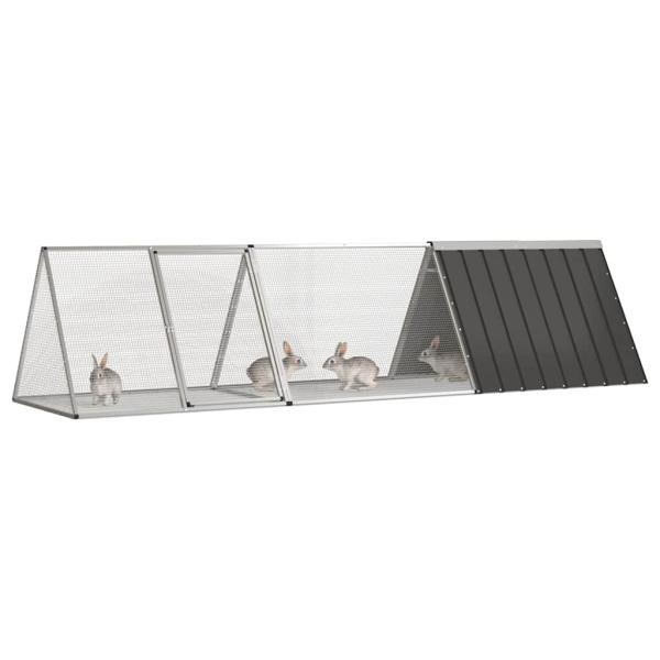 Kaninchenkäfig Anthrazit 302,5x80,5x71 cm Verzinkter Stahl