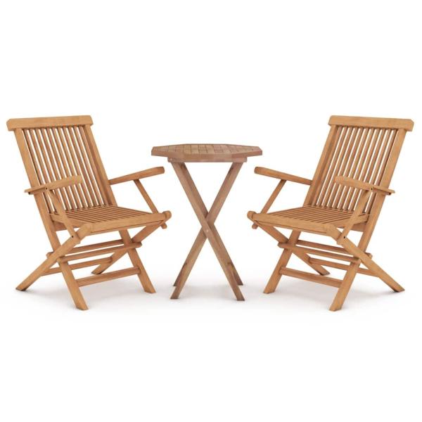 3-tlg. Garten-Essgruppe Massivholz Teak