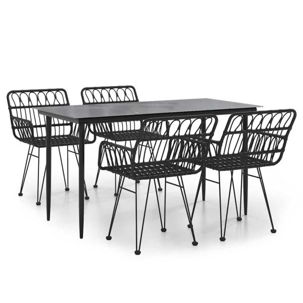 5-tlg. Garten-Essgruppe Schwarz Poly Rattan