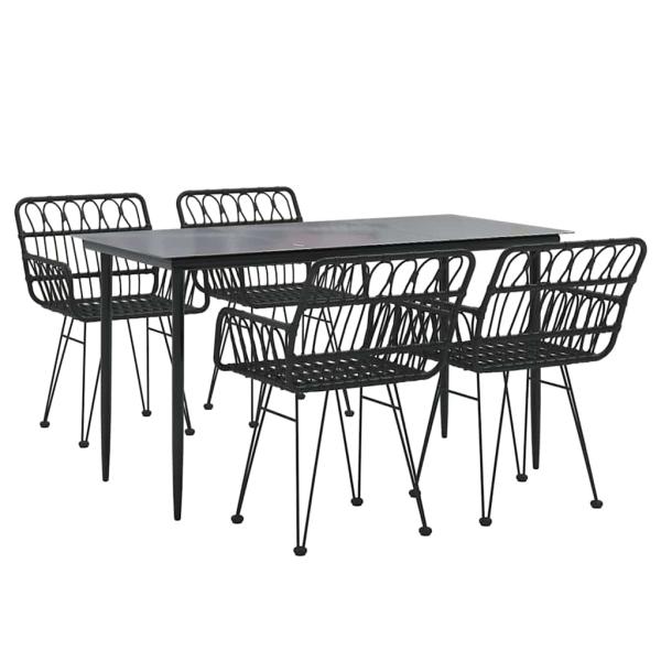 5-tlg. Garten-Essgruppe Schwarz Poly Rattan