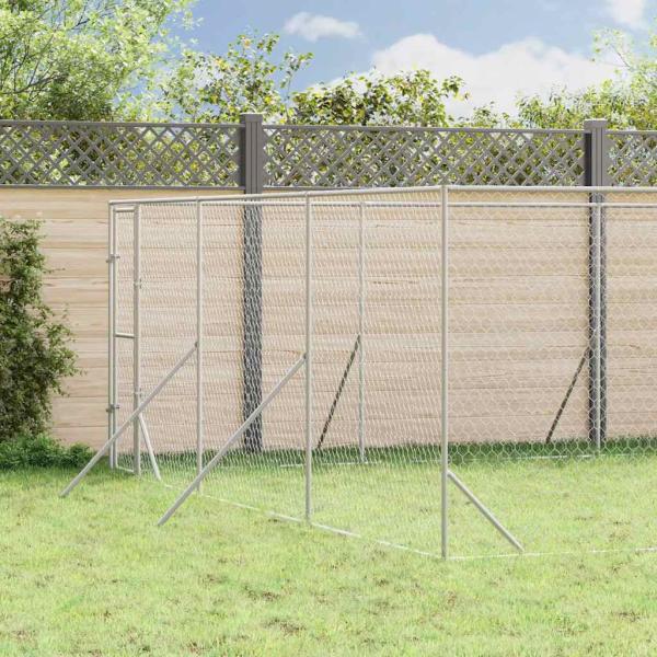 ARDEBO.de - Outdoor-Hundezwinger Silbern 6x10x2 m Verzinkter Stahl