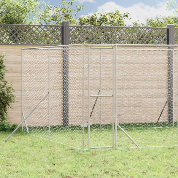 ARDEBO.de - Outdoor-Hundezwinger Silbern 8x4x2 m Verzinkter Stahl