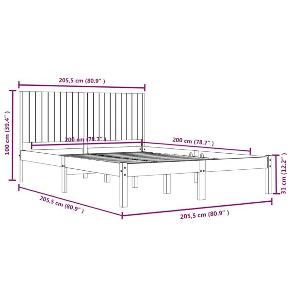 Massivholzbett ohne Matratze Weiß 200x200 cm Kiefernholz