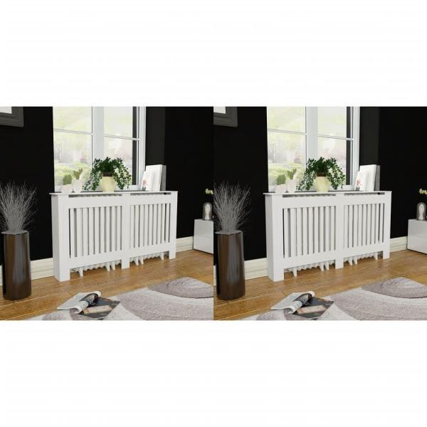 ARDEBO.de - Heizkörperabdeckung 2 Stk. Weiß Holzwerkstoff 152 cm