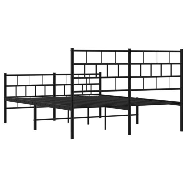 Bettgestell mit Kopf- und Fußteil Metall Schwarz 140x190 cm