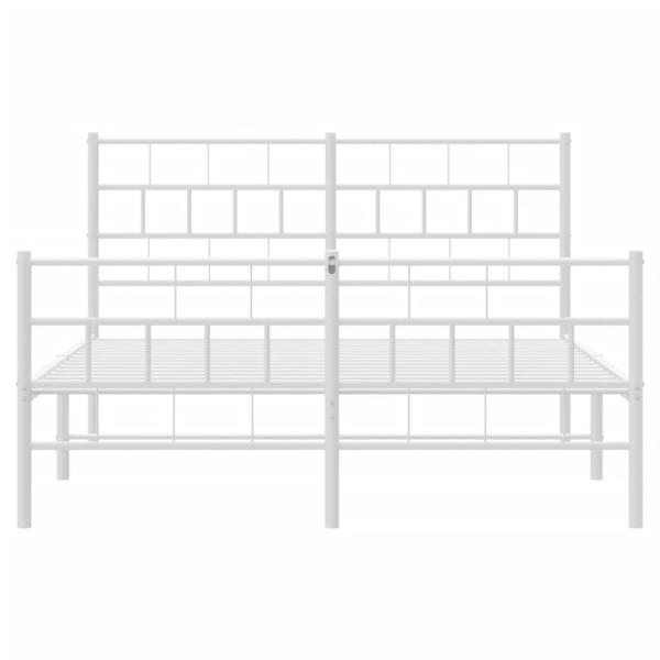 Bettgestell mit Kopf- und Fußteil Metall Weiß 140x190 cm