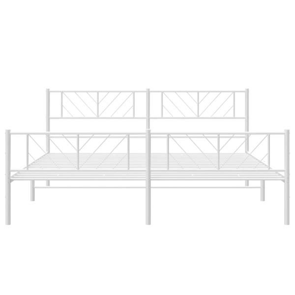 Bettgestell mit Kopf- und Fußteil Metall Weiß 180x200 cm