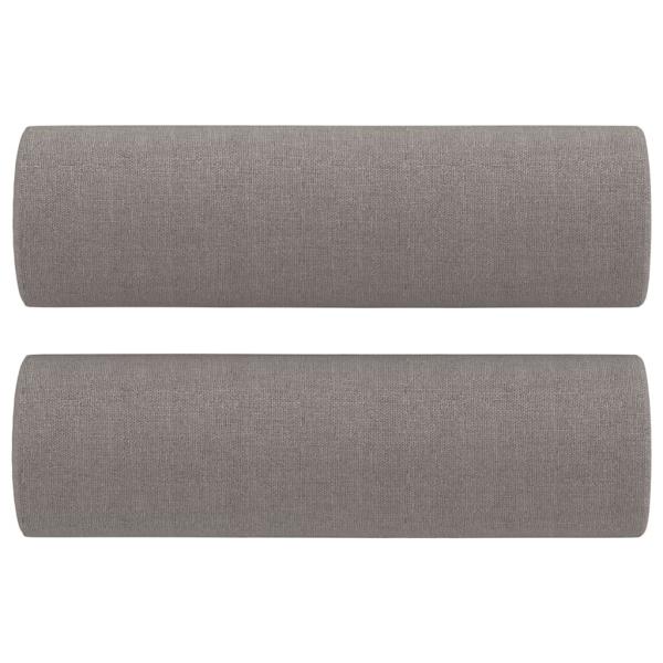 3-tlg. Sofagarnitur mit Kissen Taupe Stoff