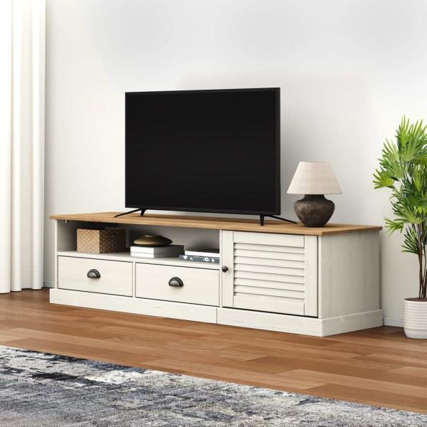 ARDEBO.de - TV-Schrank VIGO Weiß 156x40x40 cm Massivholz Kiefer