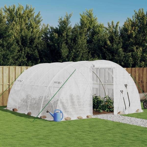 ARDEBO.de - Gewächshaus mit Stahlrahmen Weiß 16 m² 4x4x2 m