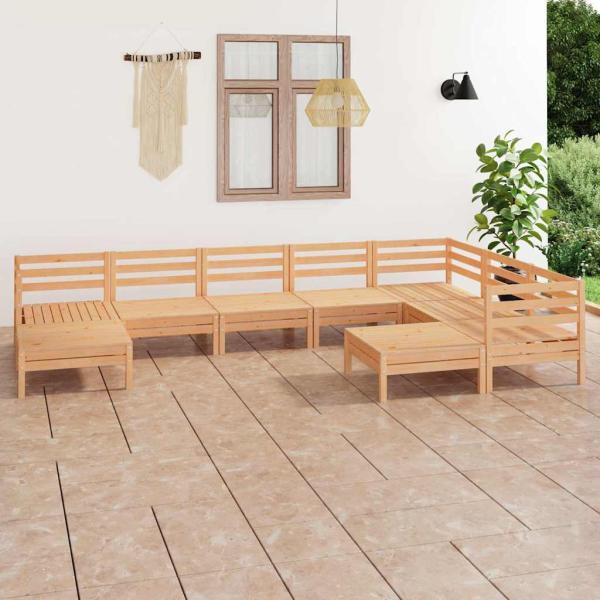 ARDEBO.de - 9-tlg. Garten-Lounge-Set Massivholz Kiefer