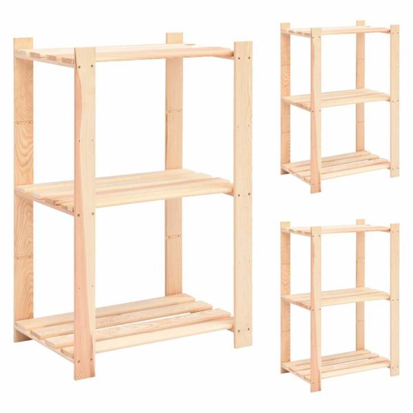 ARDEBO.de - Lagerregale 3 B?den 3 Stk. 60x38x90cm Massivholz Kiefer 150kg
