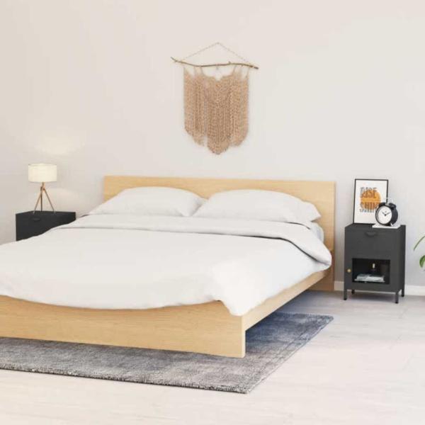 ARDEBO.de - Nachttische 2 Stk. Anthrazit 40x30x54,5 cm Stahl und Glas