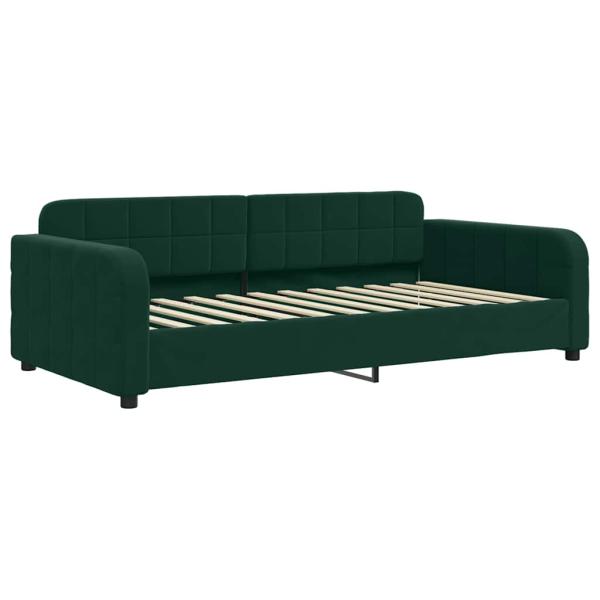 Tagesbett Ausziehbar mit Schubladen Dunkelgrün 90x200 cm Samt