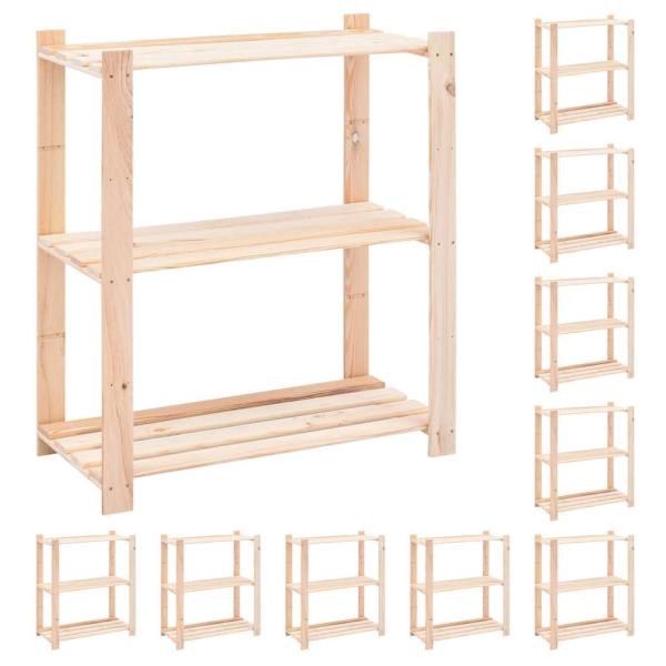 ARDEBO.de - Lagerregale 3 B?den 10 Stk. 80x38x90cm Massivholz Kiefer 150kg