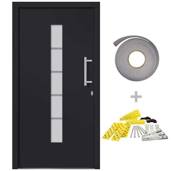 Haustür Aluminium und PVC Anthrazit 110x210 cm