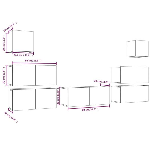 7-tlg. TV-Schrank-Set Räuchereiche Holzwerkstoff