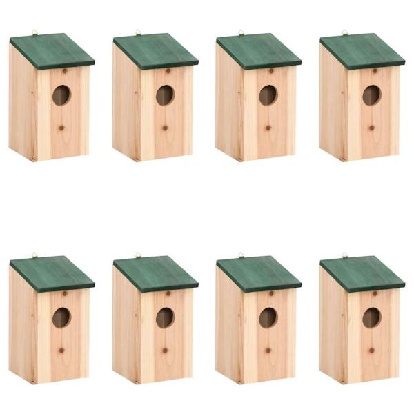 ARDEBO.de - Vogelhäuser 8 Stk. Holz 12x12x22 cm