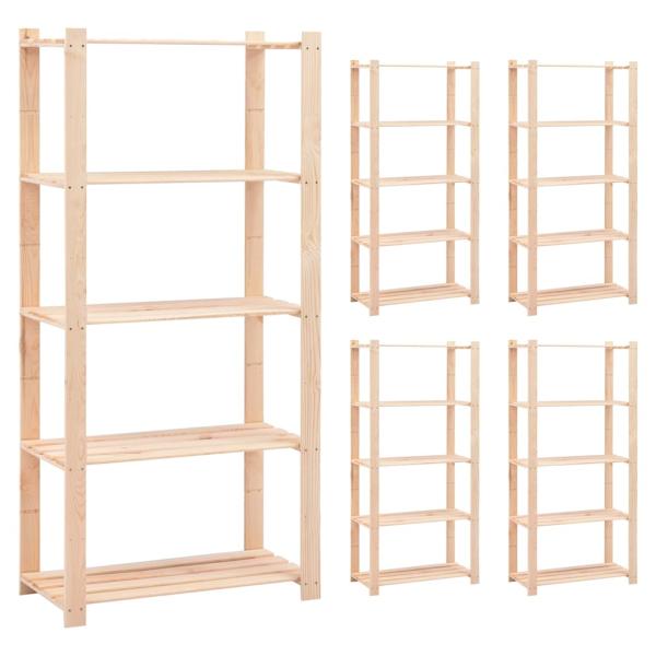 ARDEBO.de - Lagerregale 5 B?den 5 Stk. 80x38x170cm Massivholz Kiefer 250kg
