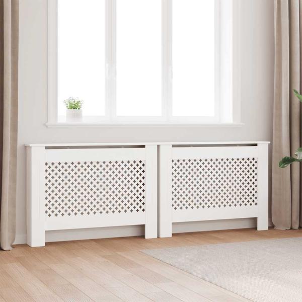 ARDEBO.de - Heizkörperverkleidungen 2 Stk. Weiß 112×19×81,5 cm MDF
