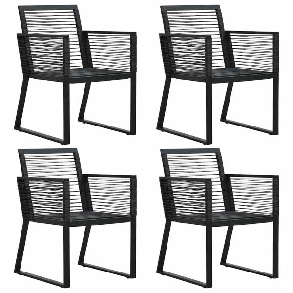 5-tlg. Garten-Essgruppe PVC Rattan Schwarz