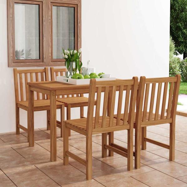 ARDEBO.de - 5-teiliges Garten-Ess-Set 120 x 70 cm Massivholz Teak
