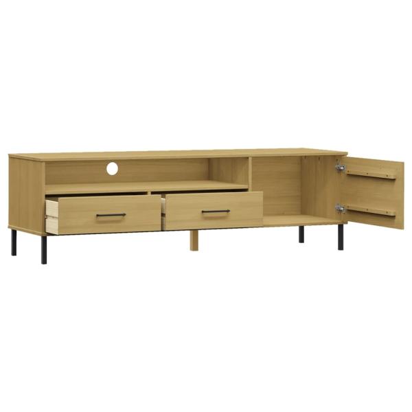 TV-Schrank OSLO mit Metallbeinen Braun Massivholz Kiefer