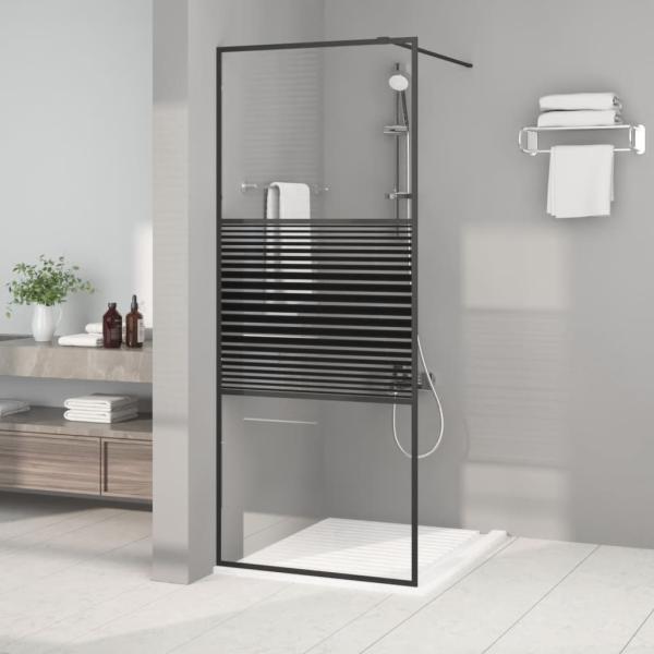 ARDEBO.de - Duschwand f?r Begehbare Dusche Schwarz 80x195 cm ESG-Glas Klar
