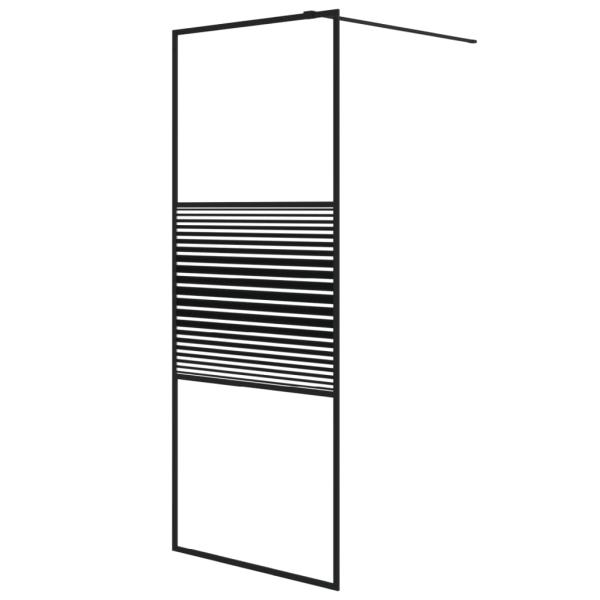 Duschwand f?r Begehbare Dusche Schwarz 80x195 cm ESG-Glas Klar